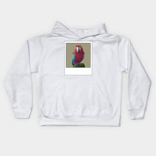 Scarlet Macaw- Digital illustration Kids Hoodie